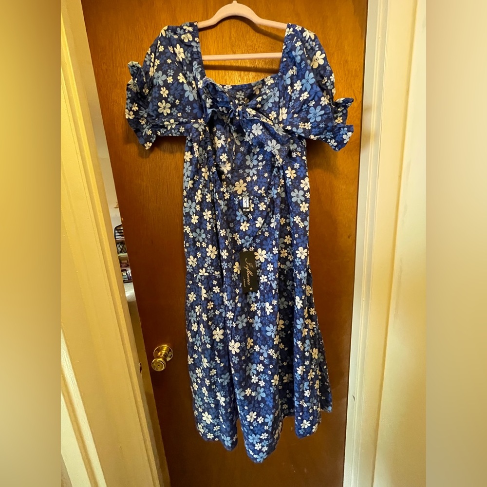 ASOS PLUS PUFF SLEEVE DRESS 💙🦋💙 - Picture 5 of 8